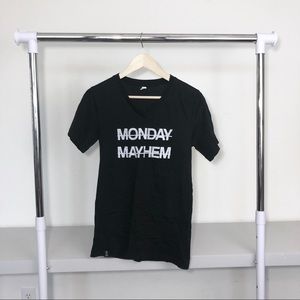 Monday Mayhem Mom Word Saying V-Neck Graphic Shirt